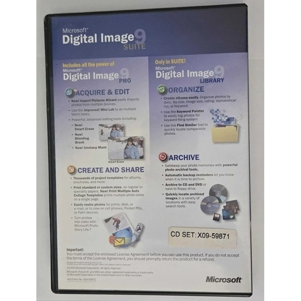 Microsoft Digital Image 9 Suite Photo Editing Organizing Software PC CD-ROM